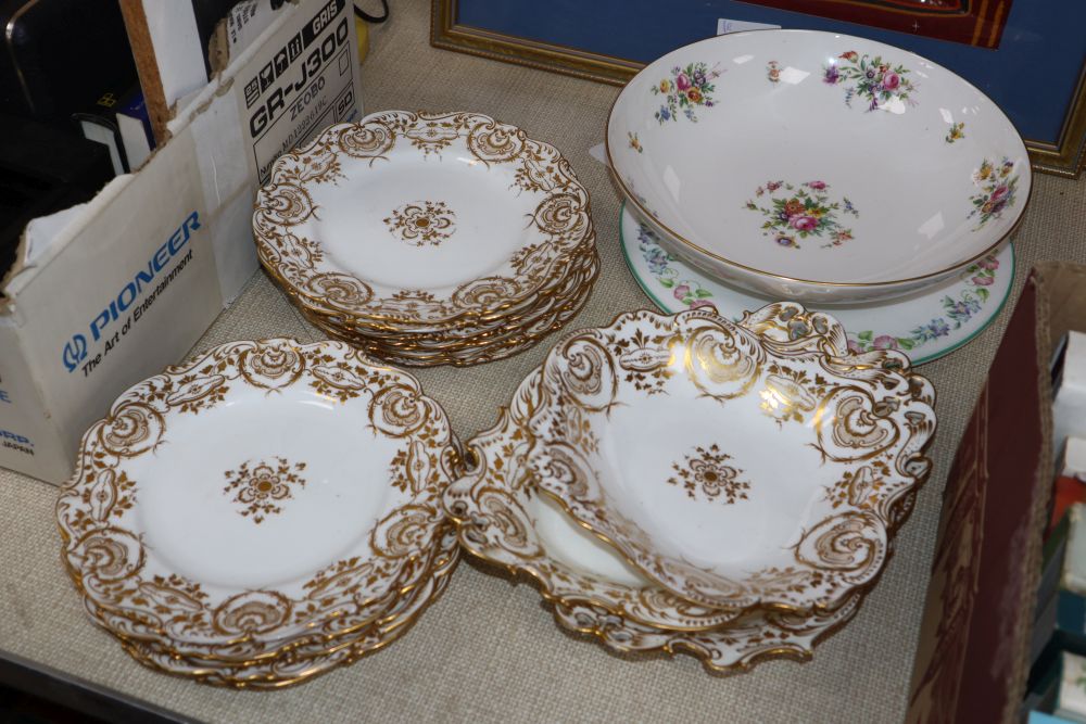 A 19th century English porcelain dessert set, a Minton bowl and a platter